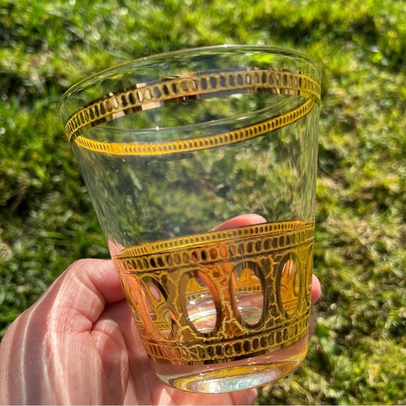 VTG 5-Piece Culver Antigua 22k Gold MCM Barware Old Fashioned Flare Crackle Oval - Picture 5 of 16